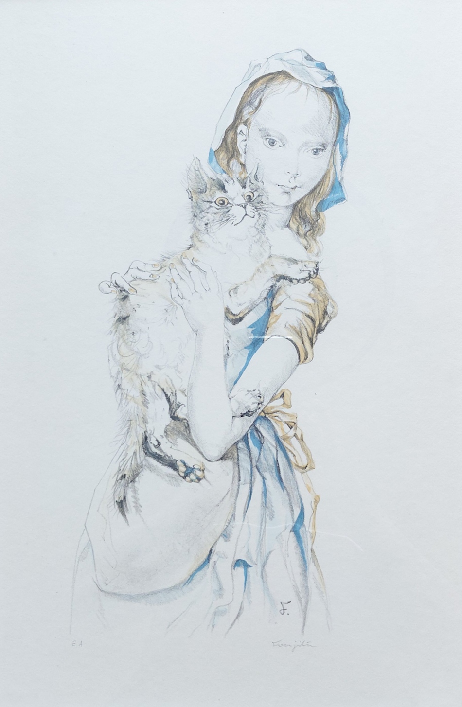 Foujita - Jeune fille au chat - 1959